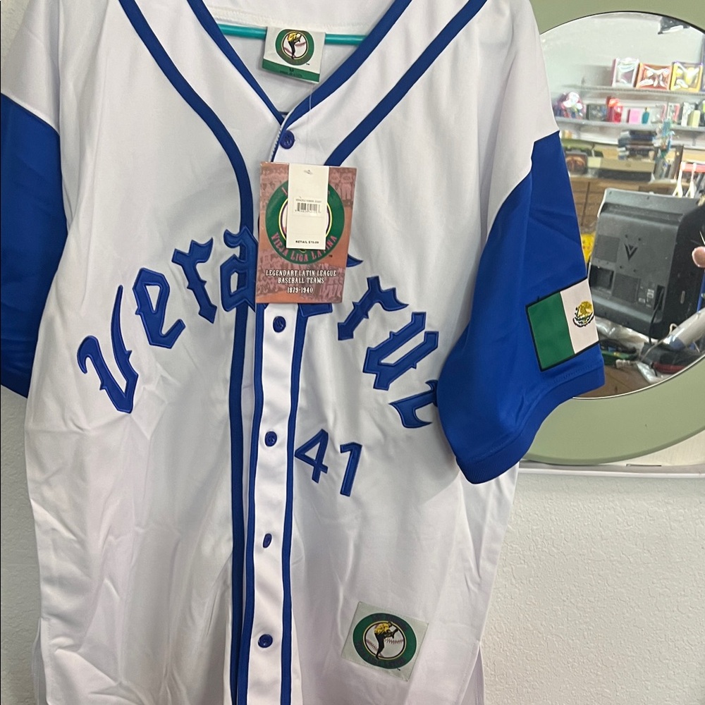 Azules White and Blue Baseball Jersey